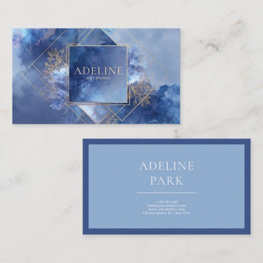 幾何モダン天青水色 名刺 (正面/裏面)