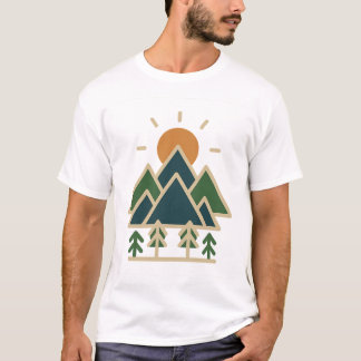 幾何モダン山脈アドベンチャーTシャツ | 最小 Tシャツ