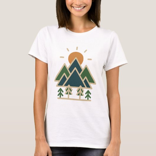 幾何モダン山脈アドベンチャーTシャツ | 最小 Tシャツ (正面)