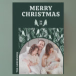 幾何モダン常緑鳥 シーズンカード<br><div class="desc">オーナメントと冬の鳥図解入りの、写真付きのを含む美しい手の常緑デザインは、クリスマスのモダン幾何学的なカードのために作る。自分の写真を追加できる。</div>