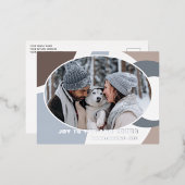 幾何モダン抽象芸術アートパターンシルバー 箔シーズンポストカード (正面/裏面)