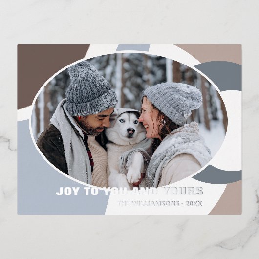 幾何モダン抽象芸術アートパターンシルバー 箔シーズンポストカード (正面)