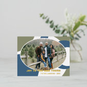 幾何モダン抽象芸術アートパターン金ゴールド 箔シーズンポストカード (立ち正面)