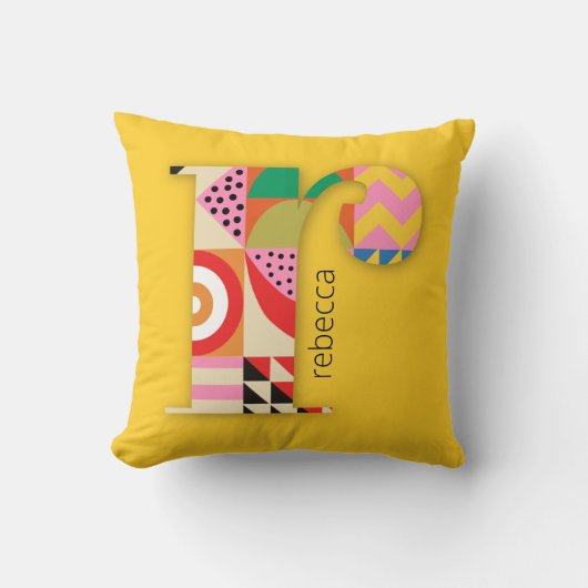幾何モダン抽象芸術カラフルイニシャル クッション (正面)