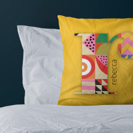幾何モダン抽象芸術カラフルイニシャル クッション