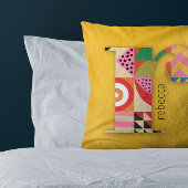 幾何モダン抽象芸術カラフルイニシャル クッション