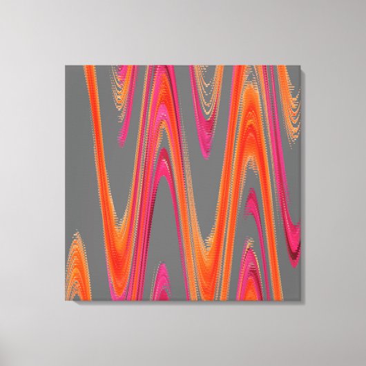 幾何モダン抽象芸術グレーオレンジホットピンク キャンバスプリント (正面)