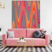 幾何モダン抽象芸術グレーオレンジホットピンク キャンバスプリント (インサイチュ (リビング))