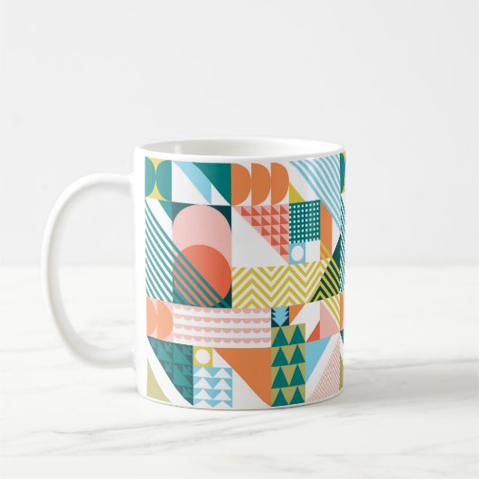 幾何モダン抽象芸術パターはっきりしたンレトロ コーヒーマグカップ (左)