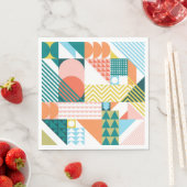 幾何モダン抽象芸術パターはっきりしたンレトロ スタンダードランチョンナプキン (インサイチュ)