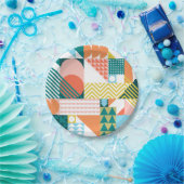 幾何モダン抽象芸術パターはっきりしたンレトロ ペーパープレート (パーティー)