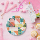 幾何モダン抽象芸術パターはっきりしたンレトロ ペーパープレート (パーティー)