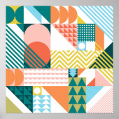幾何モダン抽象芸術パターはっきりしたンレトロ ポスター (正面)