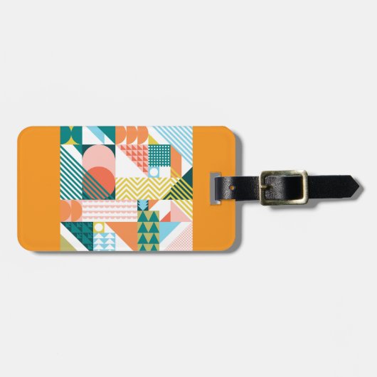 幾何モダン抽象芸術パターはっきりしたンレトロ ラゲッジタグ (正面横)