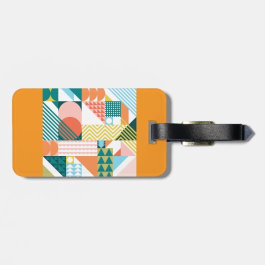 幾何モダン抽象芸術パターはっきりしたンレトロ ラゲッジタグ (裏面横)