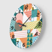 幾何モダン抽象芸術パターはっきりしたンレトロ ラージ壁時計 (傾斜)