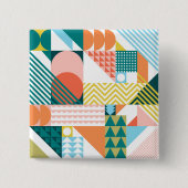 幾何モダン抽象芸術パターはっきりしたンレトロ 缶バッジ (正面)