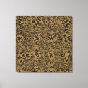 幾何モダン抽象芸術ブラックレオパード織り波 キャンバスプリント