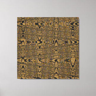 幾何モダン抽象芸術ブラックレオパード織り波 キャンバスプリント