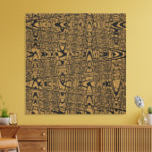 幾何モダン抽象芸術ブラックレオパード織り波 キャンバスプリント (インサイチュ (リビング))