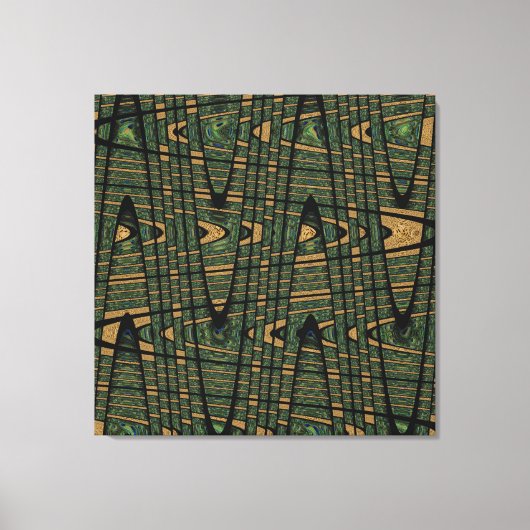 幾何モダン抽象芸術ブルーグリーンピーコック キャンバスプリント (正面)