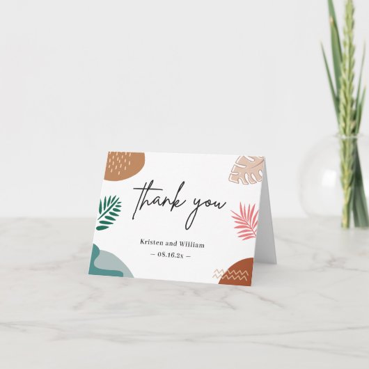 幾何モダン抽象芸術熱帯夏 サンキューカード (正面)
