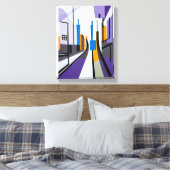 幾何モダン抽象芸術通り建物 キャンバスプリント (インサイチュ (寝室))
