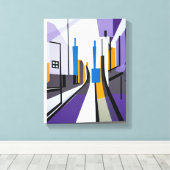 幾何モダン抽象芸術通り建物 キャンバスプリント (インサイチュ (ウッドフロア))