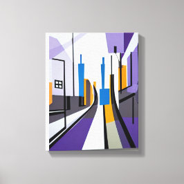 幾何モダン抽象芸術通り建物 キャンバスプリント