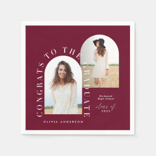 幾何モダン数々の写真アーチ卒業式ナプキ スタンダードカクテルナプキン