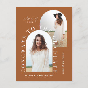 幾何モダン数々の写真アーチ卒業式ポスト ポストカード