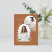 幾何モダン数々の写真アーチ卒業式ポスト ポストカード (スタンド正面)