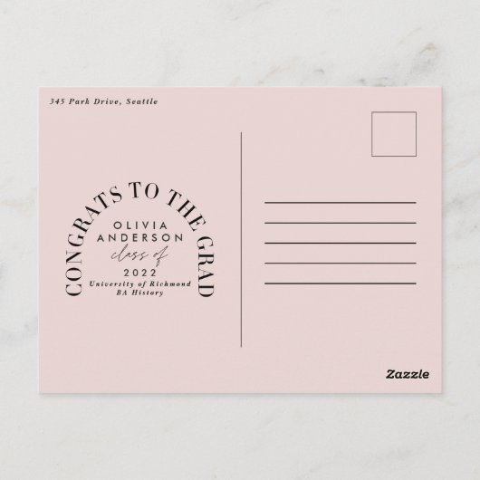 幾何モダン数々の写真アーチ卒業後 ポストカード (裏面)