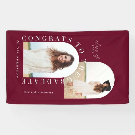 幾何モダン数々の写真アーチ卒業記念バンド 横断幕 (横)