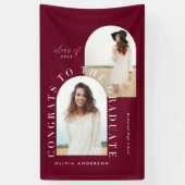 幾何モダン数々の写真アーチ卒業記念バンド 横断幕 (縦)