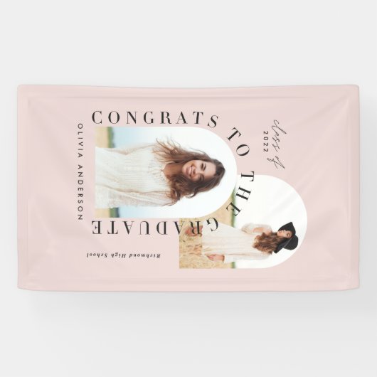 幾何モダン数々の写真アーチ卒業記念バンド 横断幕 (横)