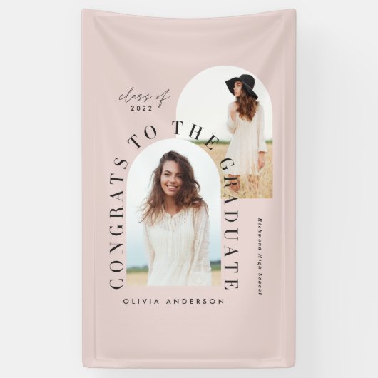 幾何モダン数々の写真アーチ卒業記念バンド 横断幕 (縦)