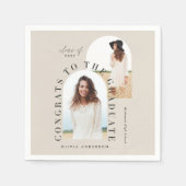 幾何モダン数々の型フォトアーチ卒業 スタンダードカクテルナプキン (正面)