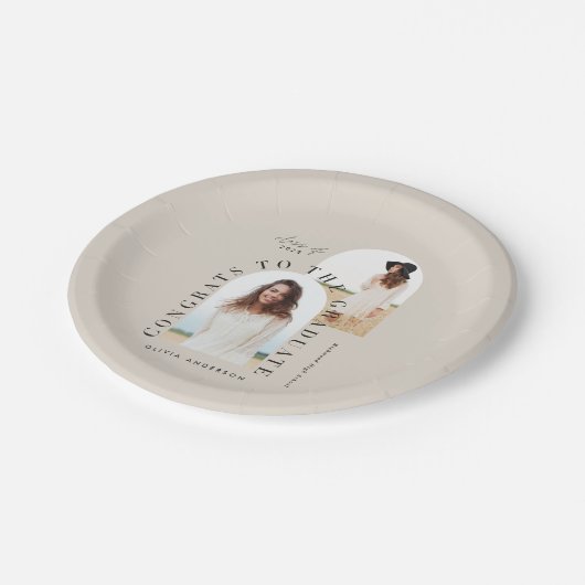 幾何モダン数々の型フォトアーチ卒業 ペーパープレート (アングル)