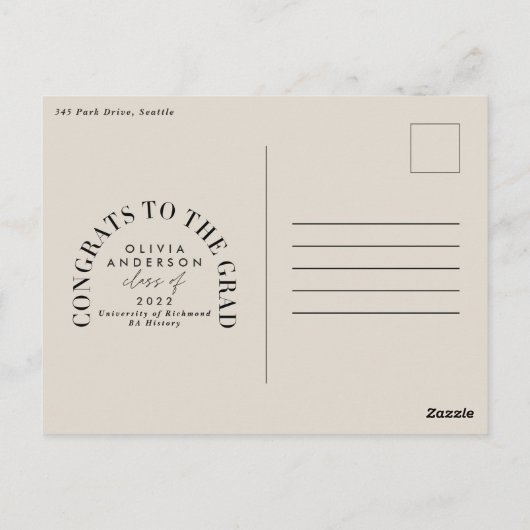 幾何モダン数々の型フォトアーチ卒業 ポストカード (裏面)