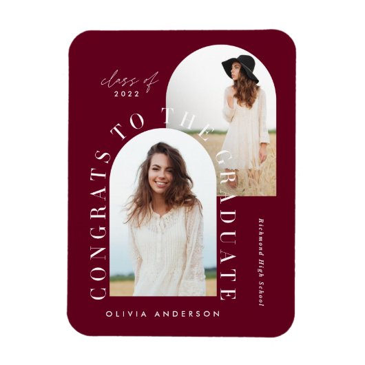 幾何モダン数々の型フォトアーチ卒業 マグネット (縦)