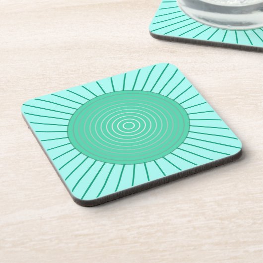 幾何モダン日が差すこと – アクア&シーホムグリーン コースター (左側)