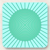 幾何モダン日が差すこと – アクア&シーホムグリーン コースター (正面)