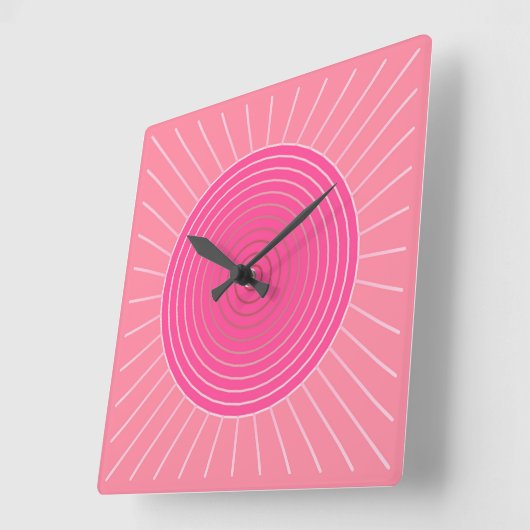 幾何モダン日が差すこと – コーラルピンクの色合い スクエア壁時計 (傾斜)