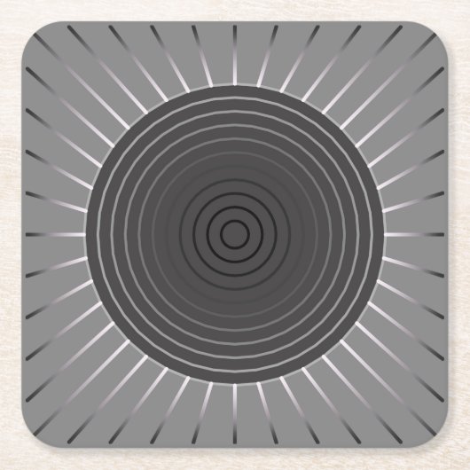 幾何モダン日が差すこと – ダークヘマタイト灰色 スクエアペーパーコースター (正面)