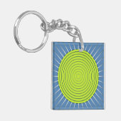 幾何モダン日が差すこと-ライムとデニムブルー キーホルダー (正面左)