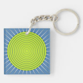 幾何モダン日が差すこと-ライムとデニムブルー キーホルダー (裏面)