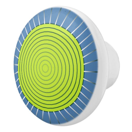 幾何モダン日が差すこと-ライムとデニムブルー セラミックノブ (右)