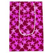 幾何モダン星、ブルゴーニュ・ワインとピンク ミディアムペーパーバッグ (裏面)
