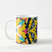 幾何モダン曼荼羅の黄色の海軍模様 コーヒーマグカップ (左)